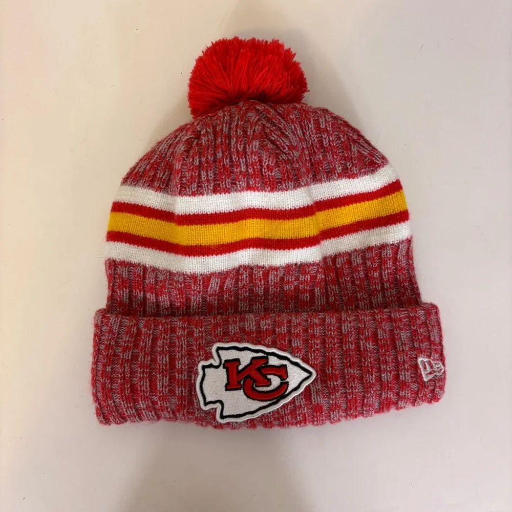 Kansas‎ City Chiefs Kids Red and Yellow Knit Beanie Winter Hat